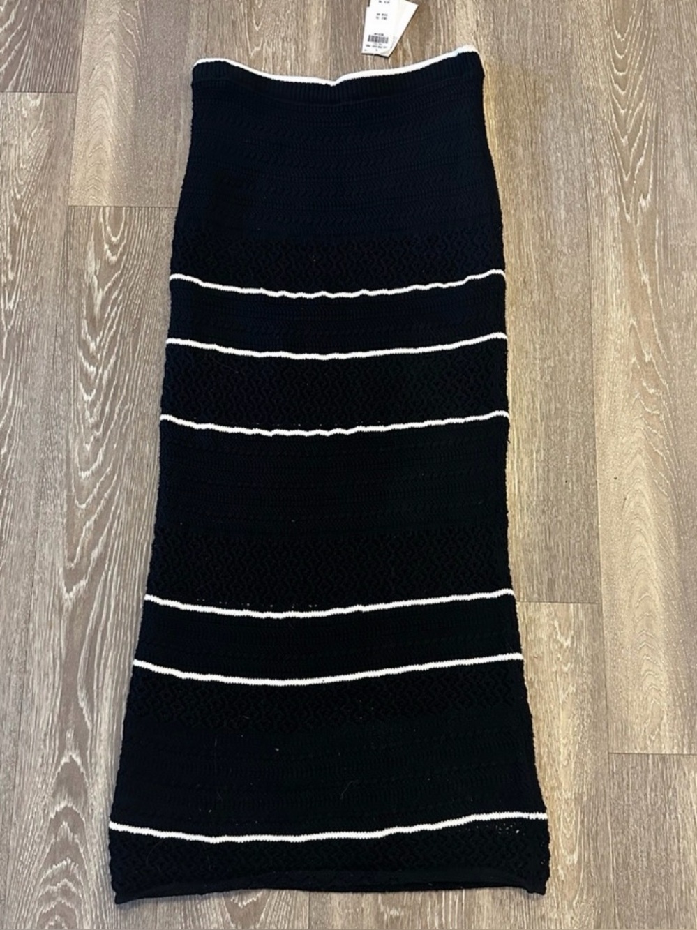 Abercrombie & Fitch Black Midi Skirt with White Stripe Accents